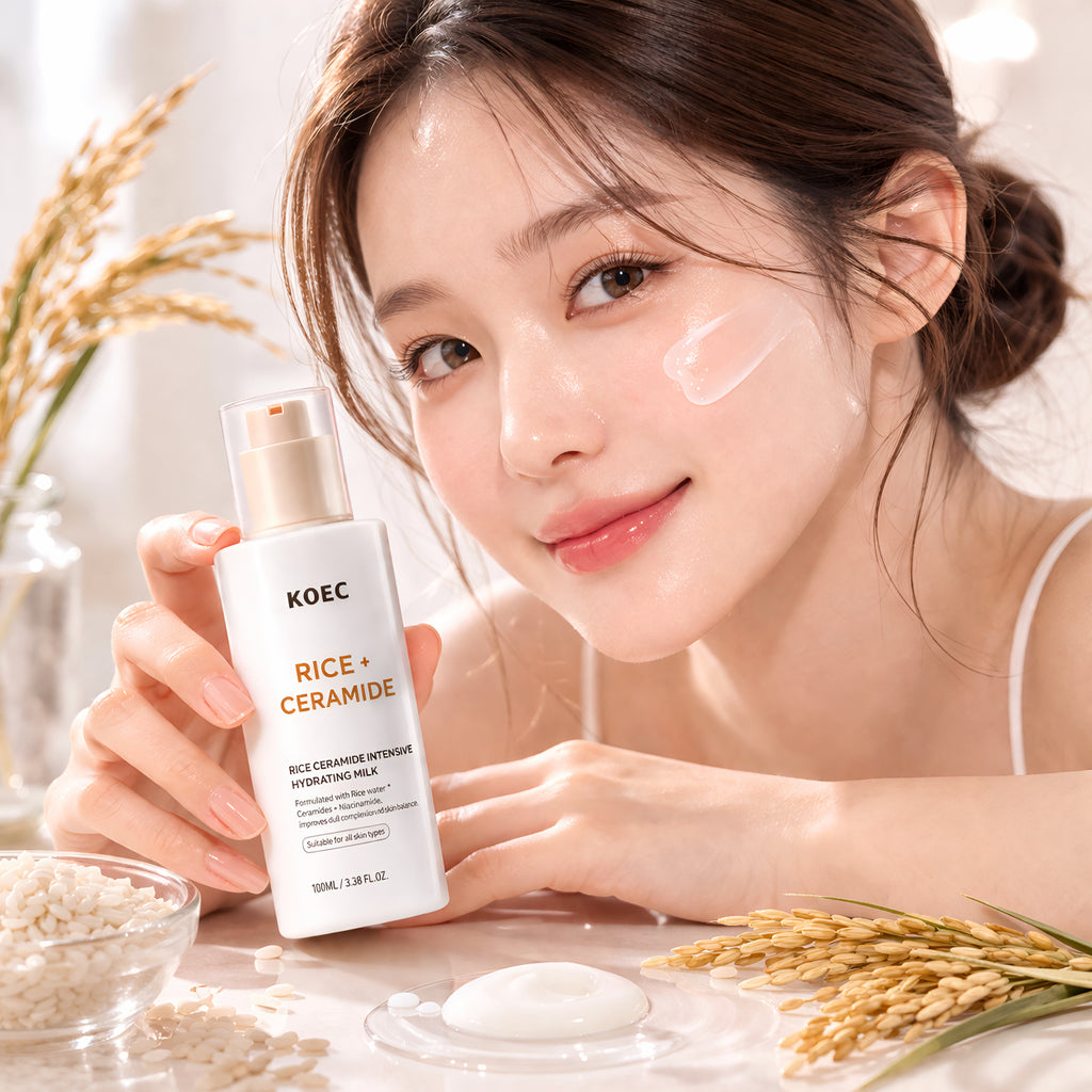 Rutina facial hidratante de arroz y ceramidas