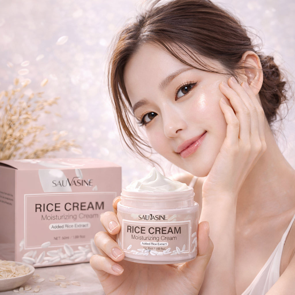 Crema facial de arroz — hidratación y luminosidad natural