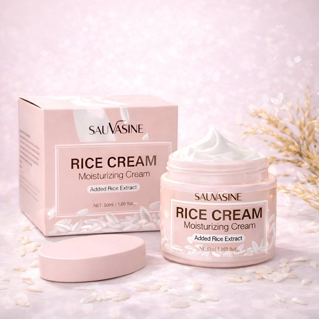 Crema facial de arroz — hidratación y luminosidad natural